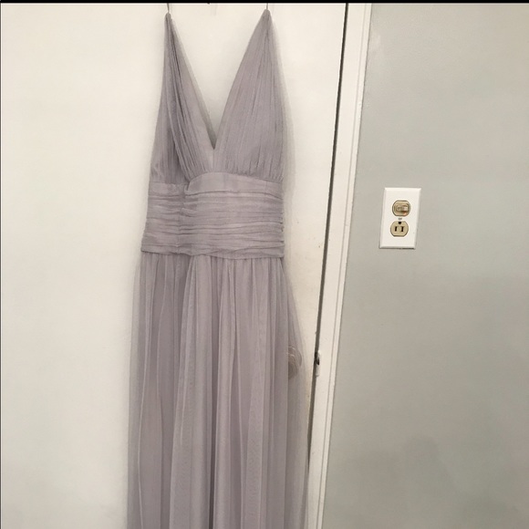 Long Silver Bridesmaid Dress - Picture 1 of 3